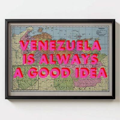Venezuela Retro Pop Art Map Print (landscape) - Magic Posters