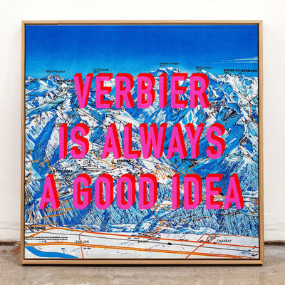 Verbier Retro Pop Art Ski Map Print (Square) - Magic Posters