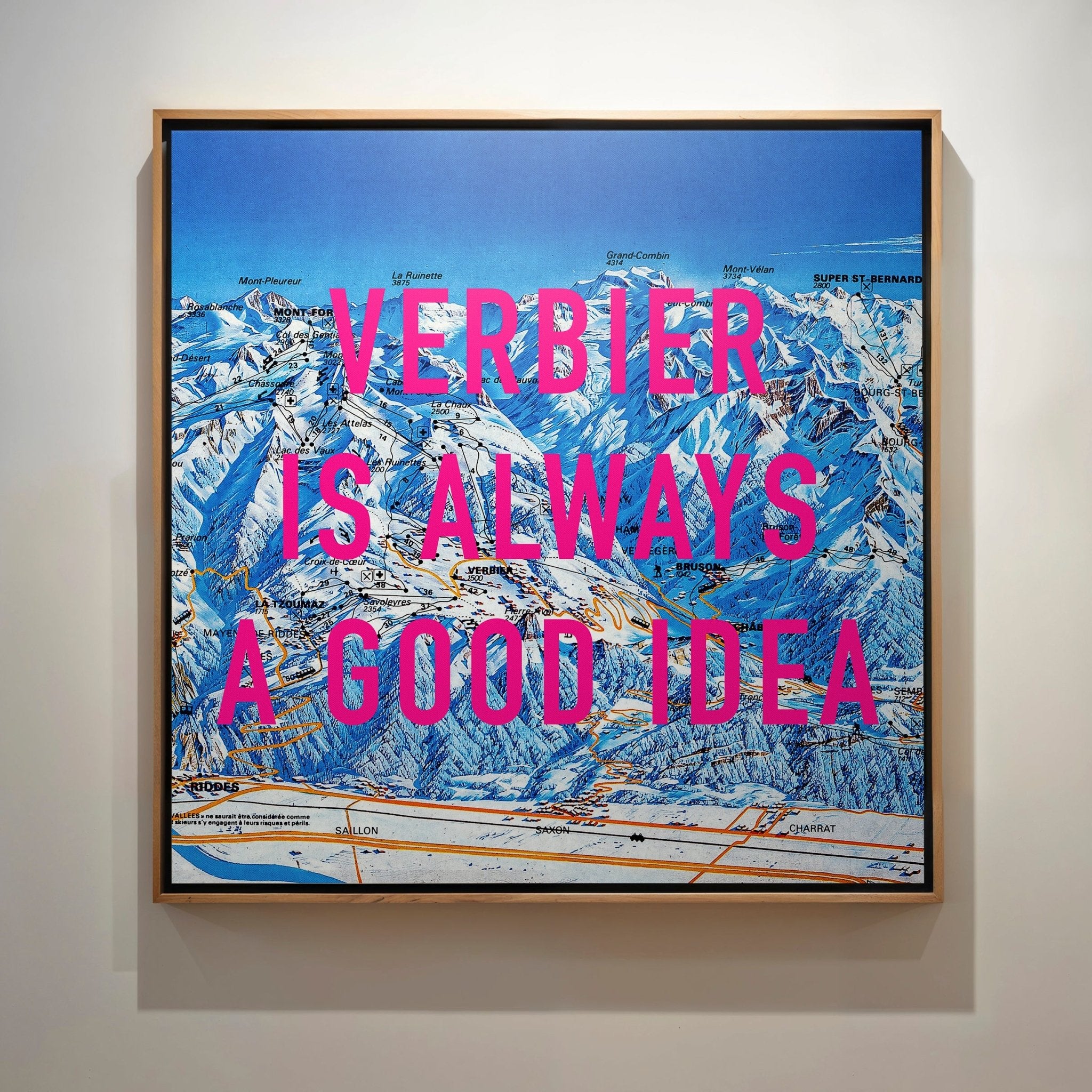 Verbier Retro Pop Art Ski Map Print (Square) - Magic Posters