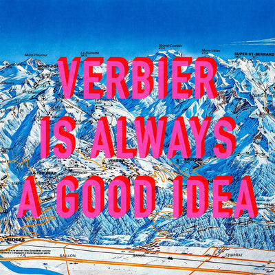 Verbier Retro Pop Art Ski Map Print (Square)