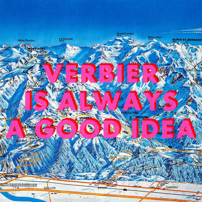 Verbier Retro Pop Art Ski Map Print (Square)