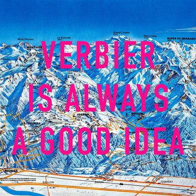 Verbier Retro Pop Art Ski Map Print (Square)