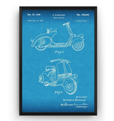 Vespa Scooter 1949 Patent Print - Magic Posters