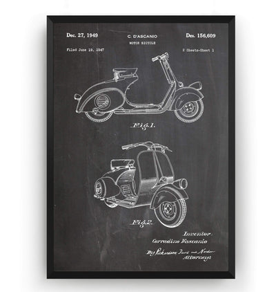 Vespa Scooter 1949 Patent Print - Magic Posters
