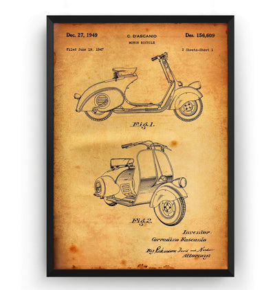 Vespa Scooter 1949 Patent Print - Magic Posters