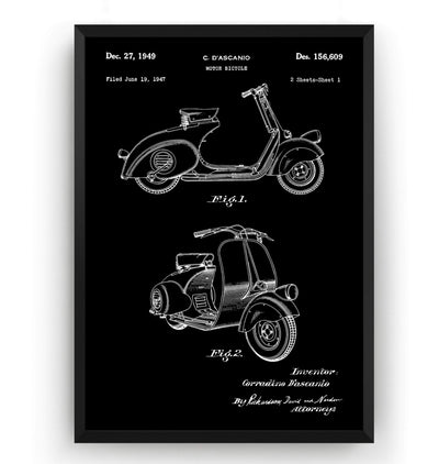Vespa Scooter 1949 Patent Print - Magic Posters