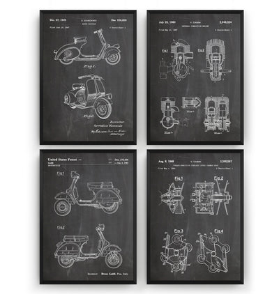 Vespa Scooter Set Of 4 Patent Prints - Magic Posters
