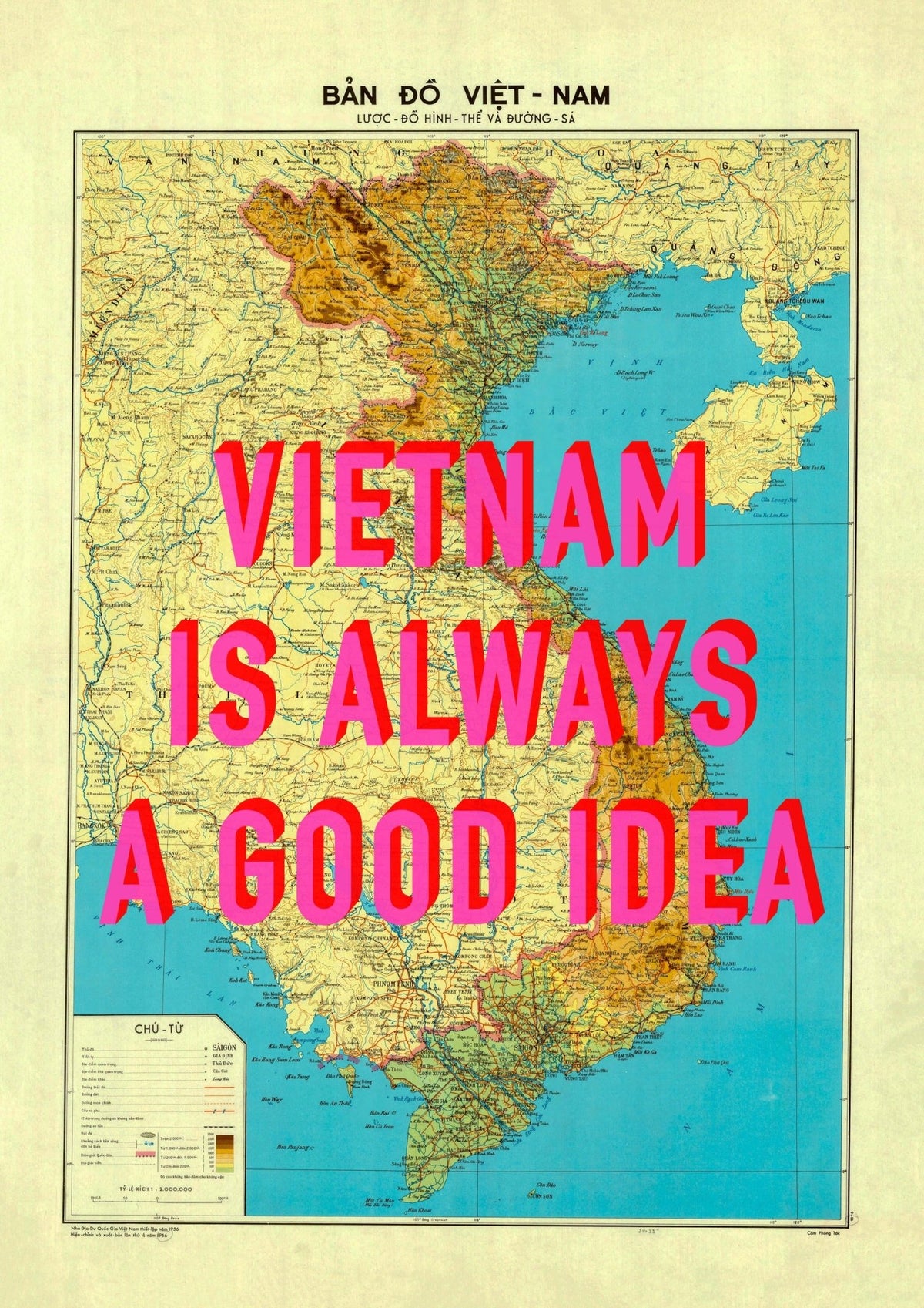 Vietnam Retro Pop Art Map Print (portrait)