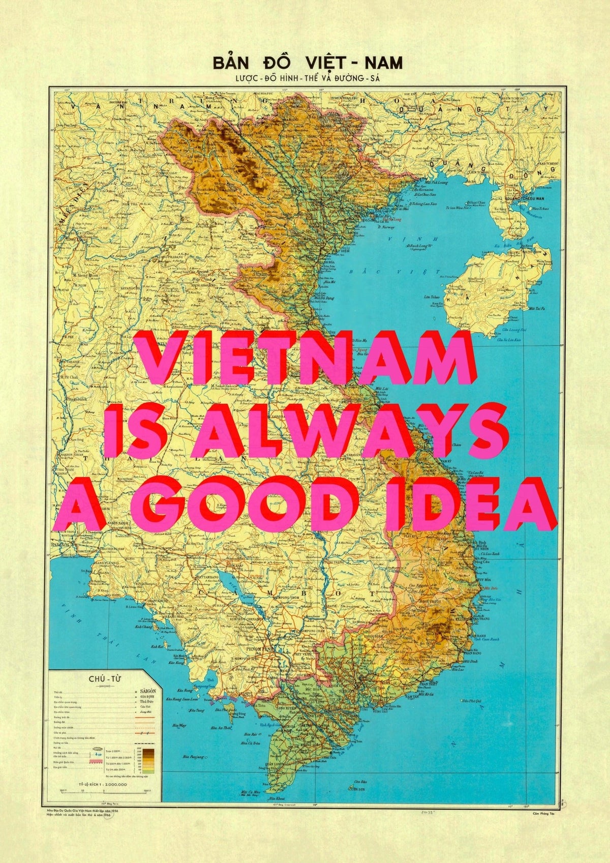 Vietnam Retro Pop Art Map Print (portrait)