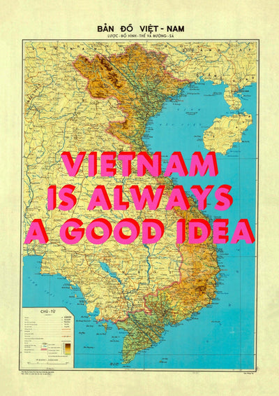 Vietnam Retro Pop Art Map Print (portrait)