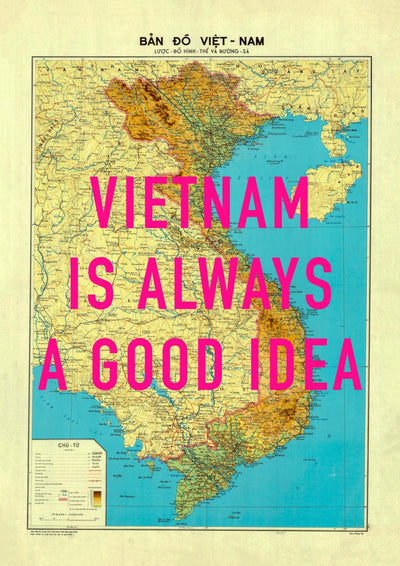 Vietnam Retro Pop Art Map Print (portrait)