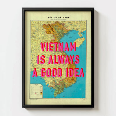 Vietnam Retro Pop Art Map Print (portrait) - Magic Posters