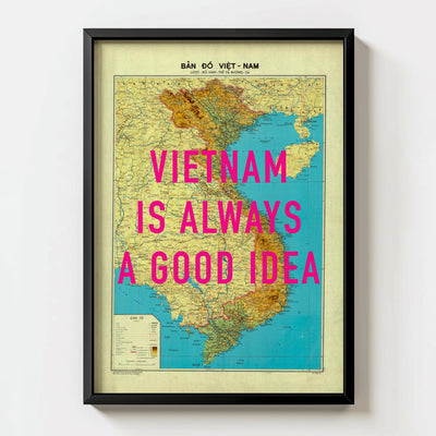 Vietnam Retro Pop Art Map Print (portrait) - Magic Posters