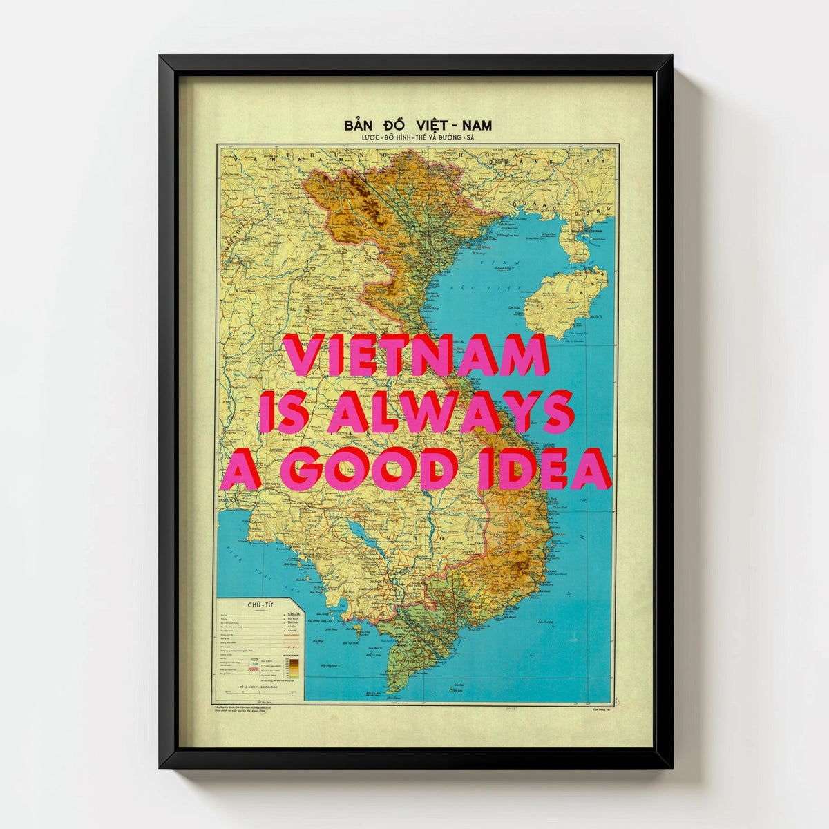 Vietnam Retro Pop Art Map Print (portrait) - Magic Posters