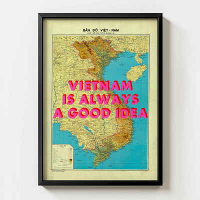 Vietnam Retro Pop Art Map Print (portrait) - Magic Posters