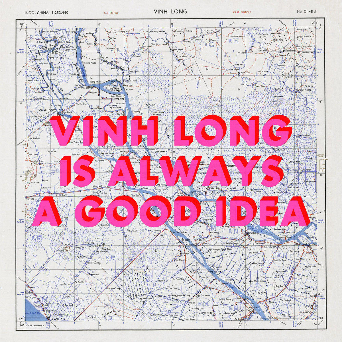 Vinh Long Retro Pop Art Map Print (square) - Magic Posters