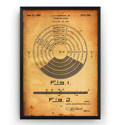 Vinyl Record 1950 Patent Print - Magic Posters