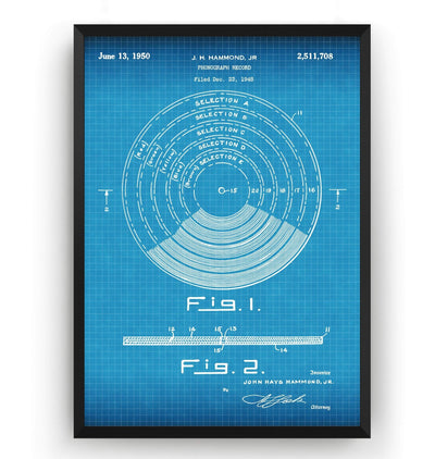 Vinyl Record 1950 Patent Print - Magic Posters