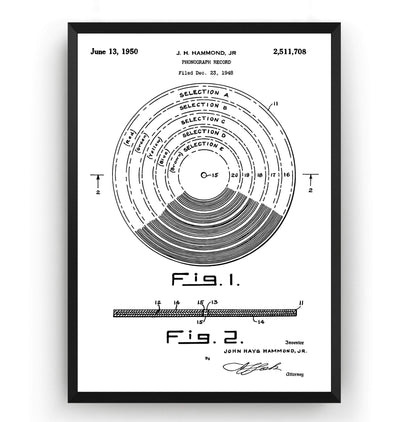Vinyl Record 1950 Patent Print - Magic Posters