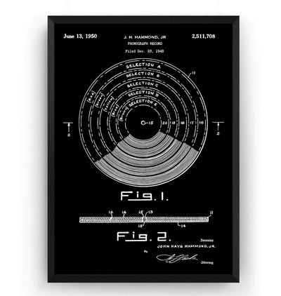 Vinyl Record 1950 Patent Print - Magic Posters