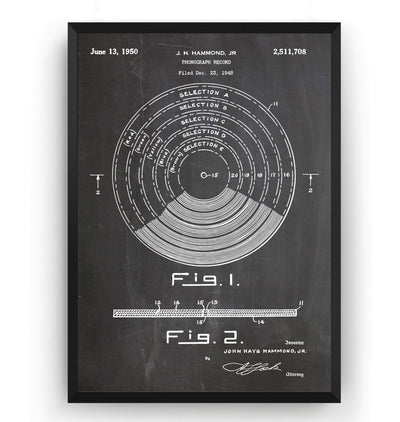 Vinyl Record 1950 Patent Print - Magic Posters