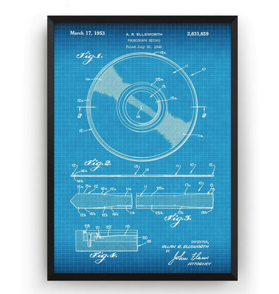 Vinyl Record 1953 Patent Print - Magic Posters
