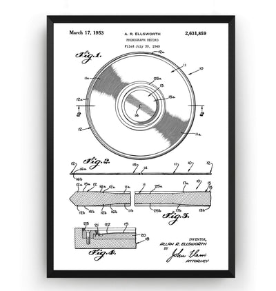 Vinyl Record 1953 Patent Print - Magic Posters