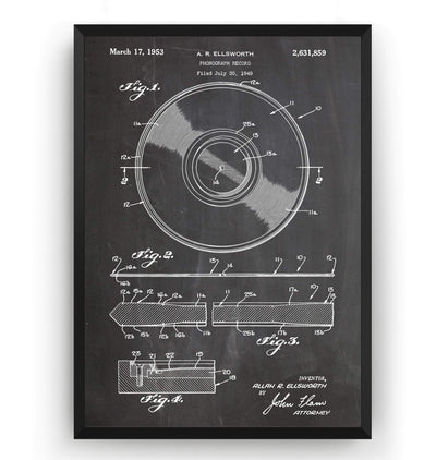 Vinyl Record 1953 Patent Print - Magic Posters