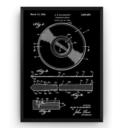 Vinyl Record 1953 Patent Print - Magic Posters