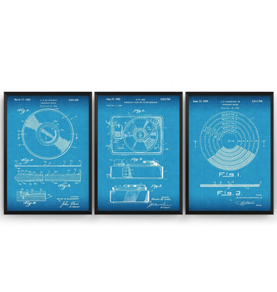 Vinyl Record Set Of 3 Patent Prints - Magic Posters
