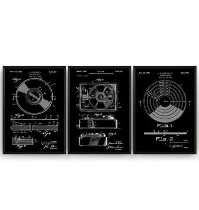 Vinyl Record Set Of 3 Patent Prints - Magic Posters