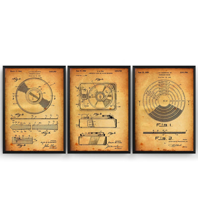 Vinyl Record Set Of 3 Patent Prints - Magic Posters