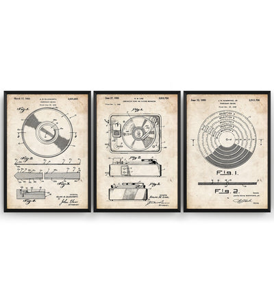 Vinyl Record Set Of 3 Patent Prints - Magic Posters