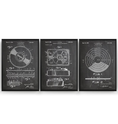 Vinyl Record Set Of 3 Patent Prints - Magic Posters