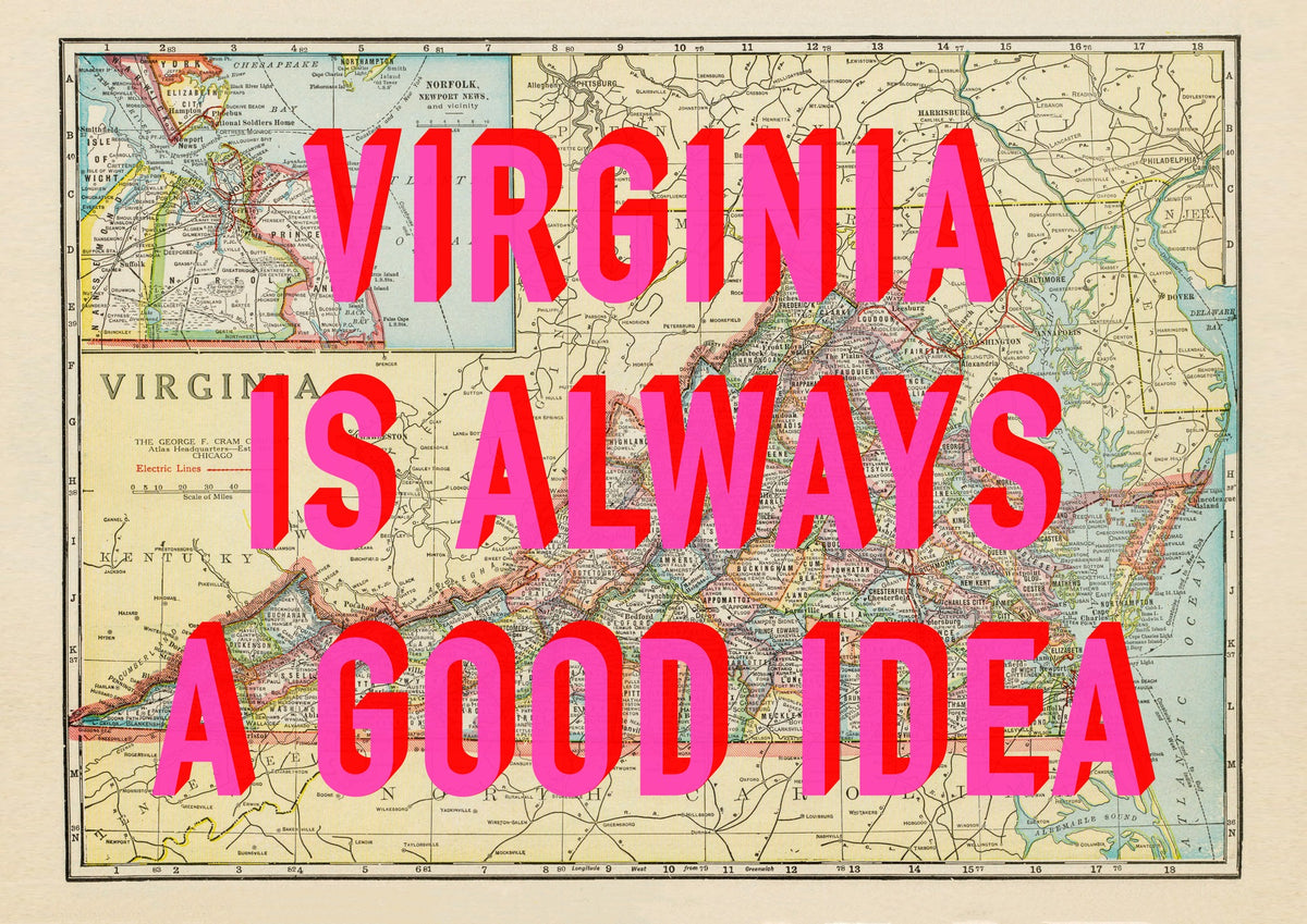 Virginia Retro Pop Art Map Print (landscape)