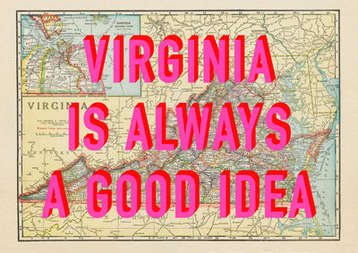 Virginia Retro Pop Art Map Print (landscape)