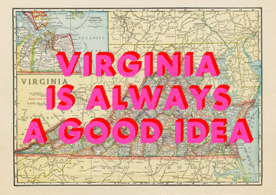 Virginia Retro Pop Art Map Print (landscape)