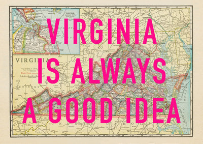 Virginia Retro Pop Art Map Print (landscape)