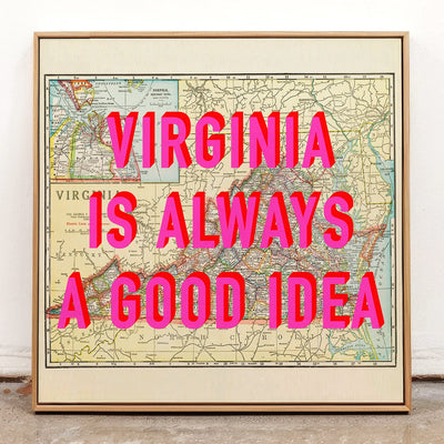 Virginia Retro Pop Art Map Print (Square) - Magic Posters