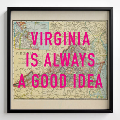 Virginia Retro Pop Art Map Print (Square) - black frame mockup - Magic Posters