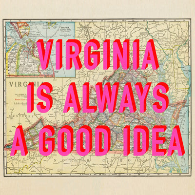 Virginia Retro Pop Art Map Print (Square)