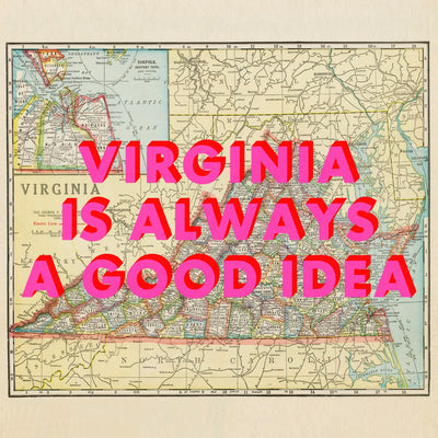 Virginia Retro Pop Art Map Print (Square)