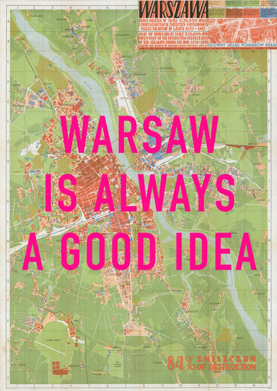 Warsaw Retro Pop Art Map Print (portrait) - Magic Posters