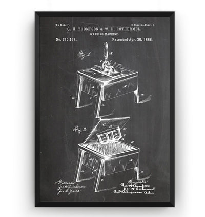 Washing Machine 1886 Patent Print - Magic Posters