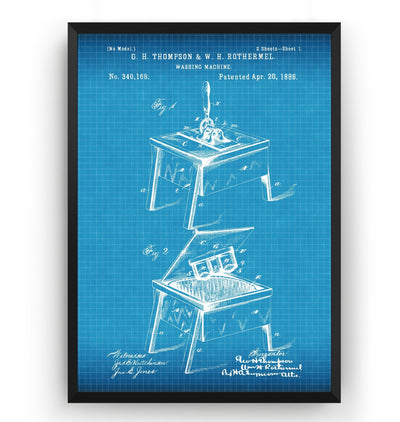 Washing Machine 1886 Patent Print - Magic Posters