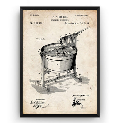 Washing Machine 1887 Patent Print - Magic Posters