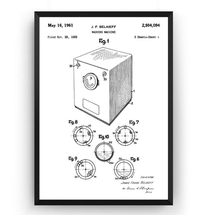 Washing Machine 1961 Patent Print - Magic Posters