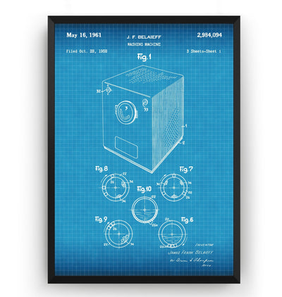 Washing Machine 1961 Patent Print - Magic Posters