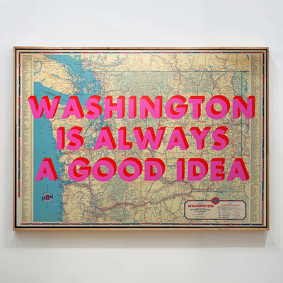 Washington Retro Pop Art Map Print - Magic Posters