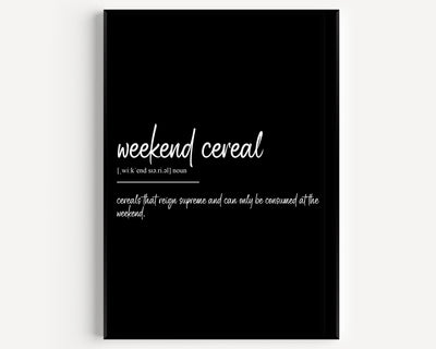 Weekend Cereal Definition Print - Magic Posters